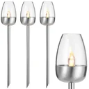 Solar lights set of 3 stainless steel 38cm