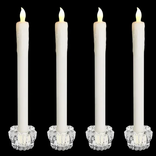 "LED candle set of 4 Ø2.1cm including candle holder image"