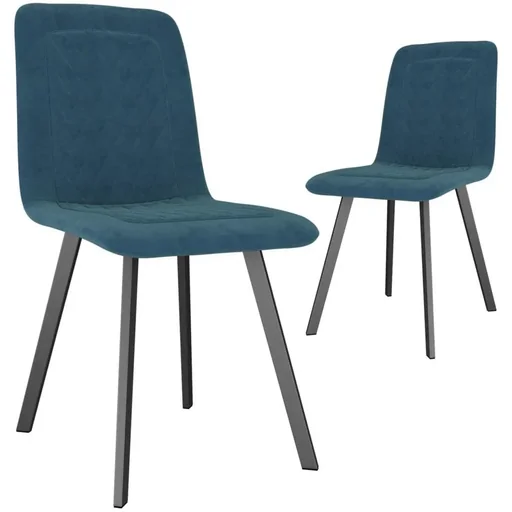 "Dining chairs 2 pieces blue velvet image"