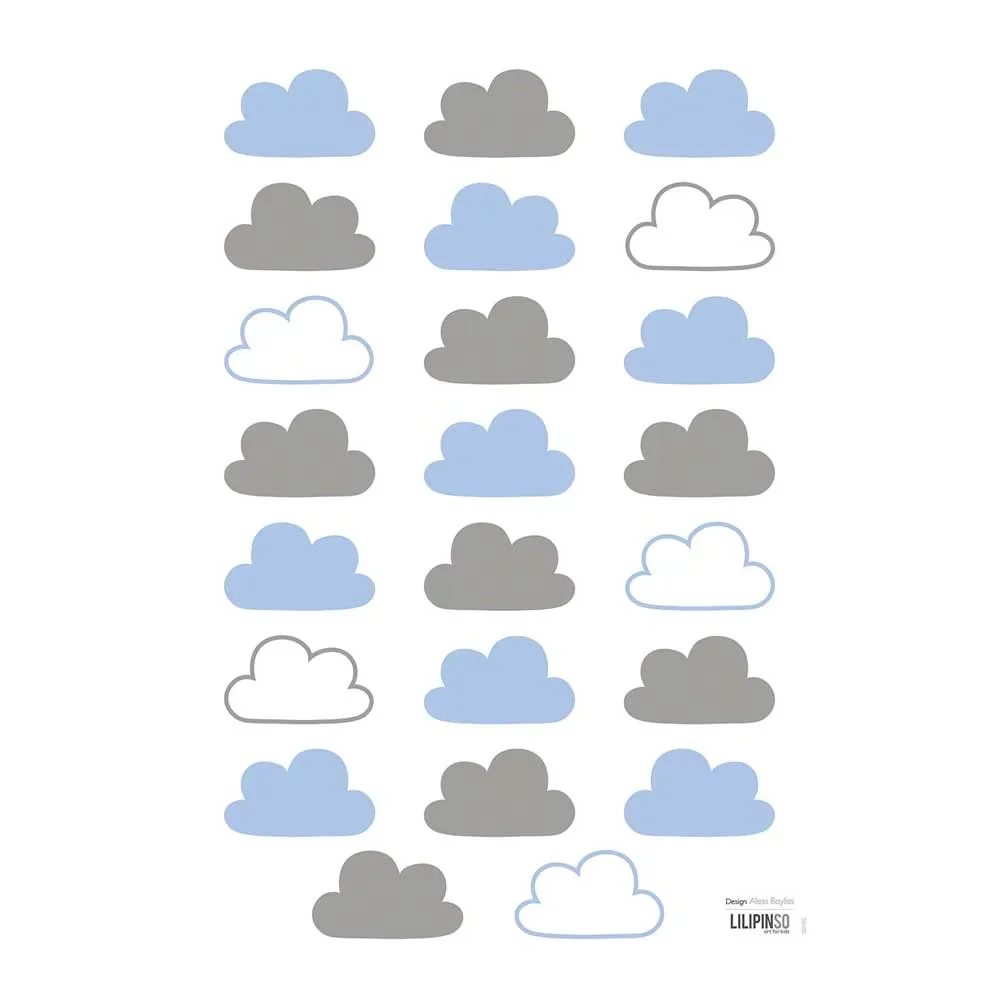 "Lilipinso Wall Sticker A3 clouds light blue gray image"