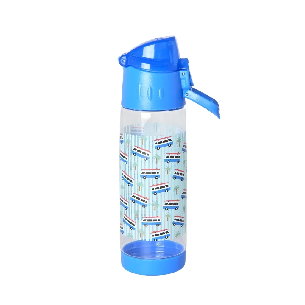 "RICE Kids' Water Bottle - Car Print - Blue, 500 ml, Plastic image"
