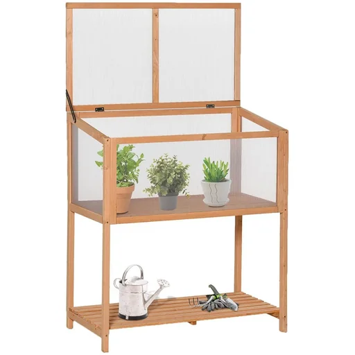"Greenhouse made of solid wood with polycarbonate panels Orange image"