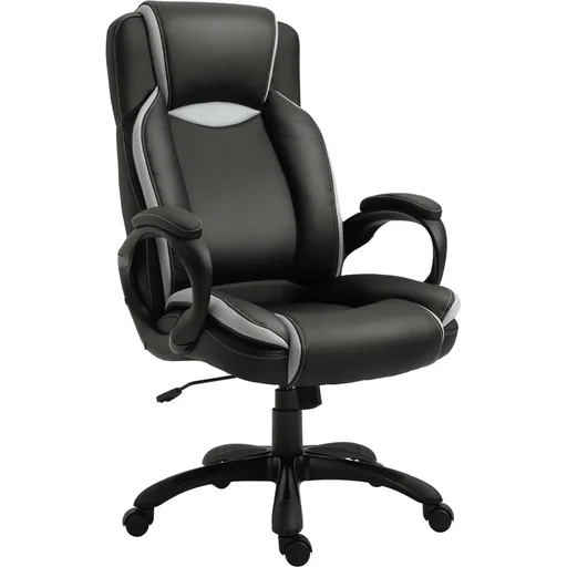 "swivel chair, black, white image"