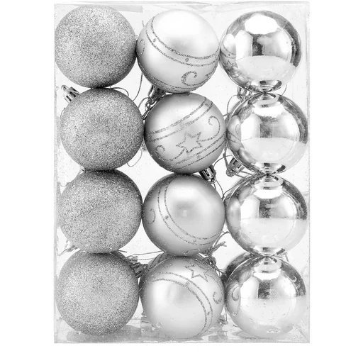 "Christmas balls 24 pieces silver - diameter 6 cm image"