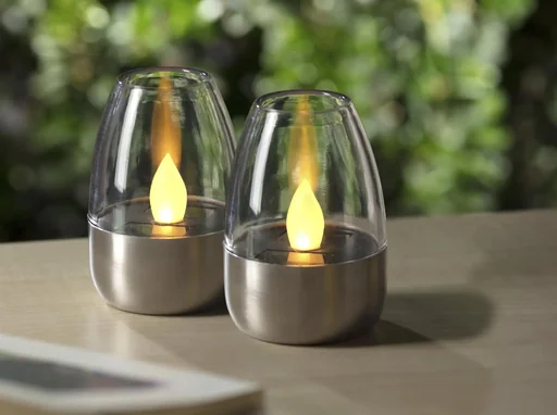 "Solar candles with LED flickering light, set of 2 image"