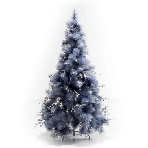 "Artificial Christmas tree with silver branches and red berries image"