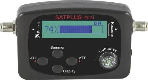 "Satellite Finder "SATPLUS mini" with LCD level display, signal tone and compass image"