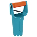 Flower bulb planter with automatic release and depth scale