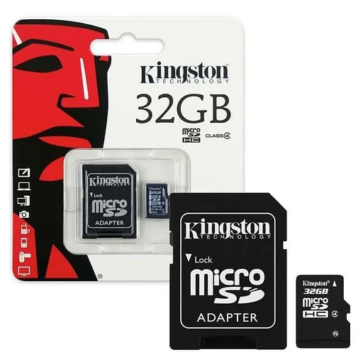 "32GB microSDHC memory card with SD card adapter image"