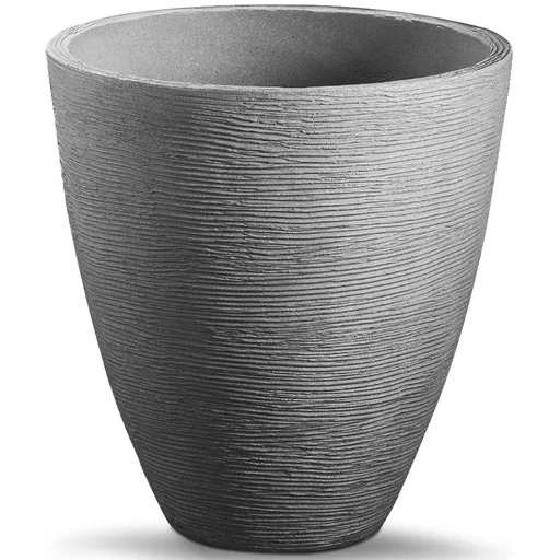 "Flowerpot grey Ø40cm with grooved structure image"