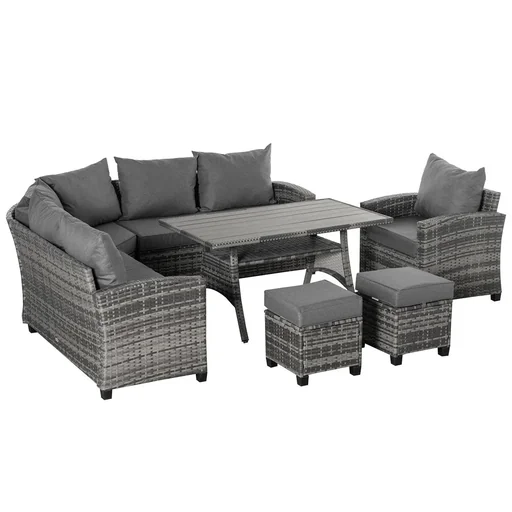 "7-piece luxury polyrattan garden furniture set garden furniture garden set seating group lounge set lounge furniture with side table Sit image"