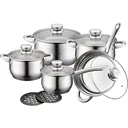 12-piece cookware set - with lids and coasters - silver