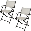Pro Garden Folding Chair / Folding Chair / Garden Chair / Camping Chair - with armrests - 54X56X83.5cm - White - 2 STUKS