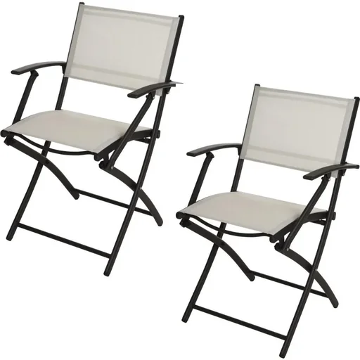 "Pro Garden Folding Chair / Folding Chair / Garden Chair / Camping Chair - with armrests - 54X56X83.5cm - White - 2 STUKS image"
