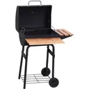 Charcoal grill grill cart grill station stand grill with thermometer 3 x shelves stainless steel black