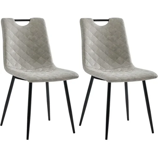 "Dining room chairs 2-seater faux leather light grey image"