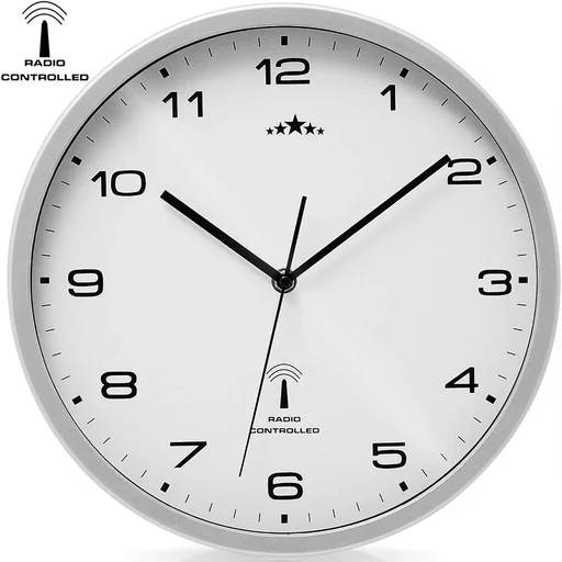 "Wall clock radio Ø 31cm - white/silver image"