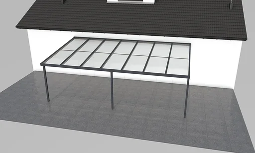 "Patio roof Premium, anthracite, 7120 x 4060 mm - 10 mm laminated safety glass (VSG) image"