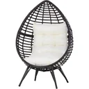 Teardrop-shaped rattan chair, garden chair with seat cushion, raised rattan chair, steel, brown, 101 x 89 x 156 cm