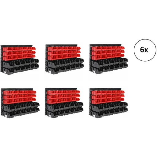 "6x tool wall stacking boxes 32 pieces - 2 wall panels 32x38x2 cm image"