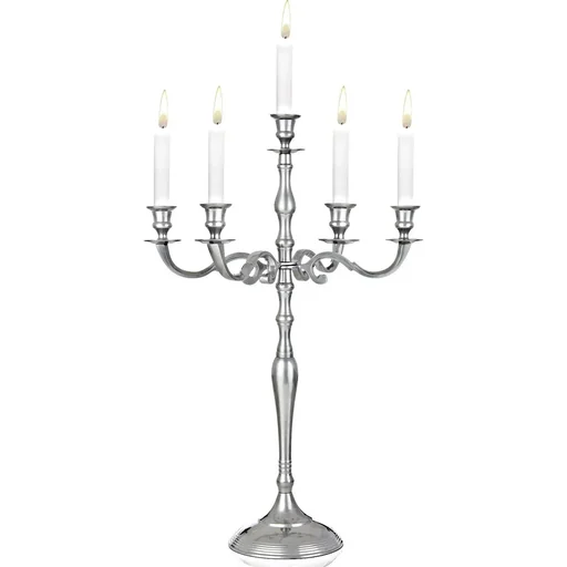 "Candlestick silver aluminum nickel-plated 60cm 5-armed image"