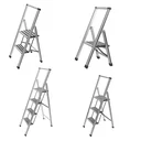 Aluminium design folding stepladder 3-step silver, non-slip household ladder, safety stepladder