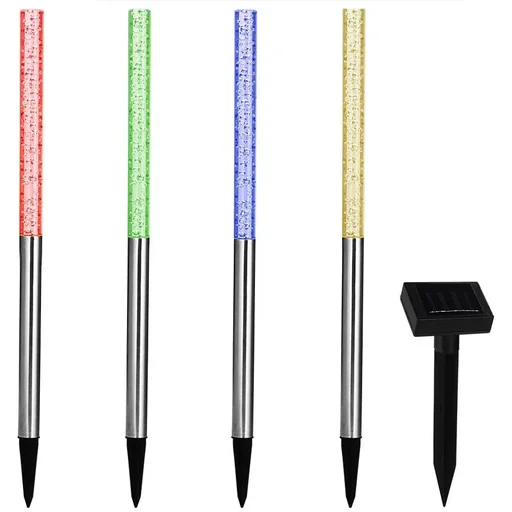 "4x LED solar lamp with color changer image"
