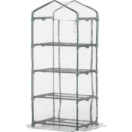 "Foil greenhouse hothouse tomato house plant house cold frame 4 shelves transparent 70 x 50 x 160 cm image"