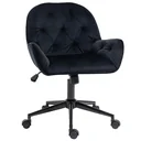Office chair height adjustable velvety polyester black 60 x 61 x 81-91 cm