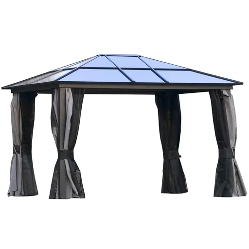 "Luxury Pavilion Garden Pavilion Alu Party Tent Garden Tent with translucent PC Roof Dark Grey+Black 300 x 360 x 265 image"