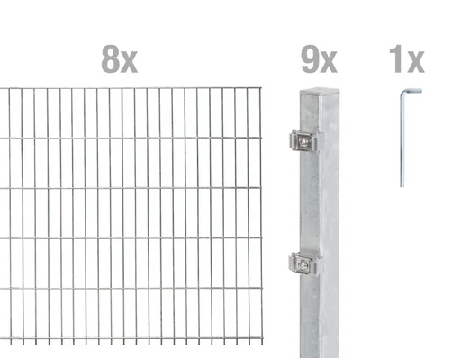 "Double rod mesh fence complete set, hot-dip galvanized, height 120 cm, length 16 m image"
