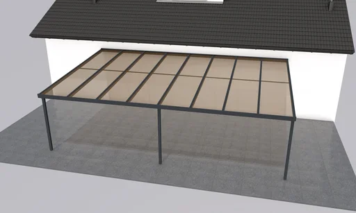"Patio roof Premium, anthracite, 8125 x 5060 mm - Polycarbonate multi-wall sheets 16 mm, bronze image"