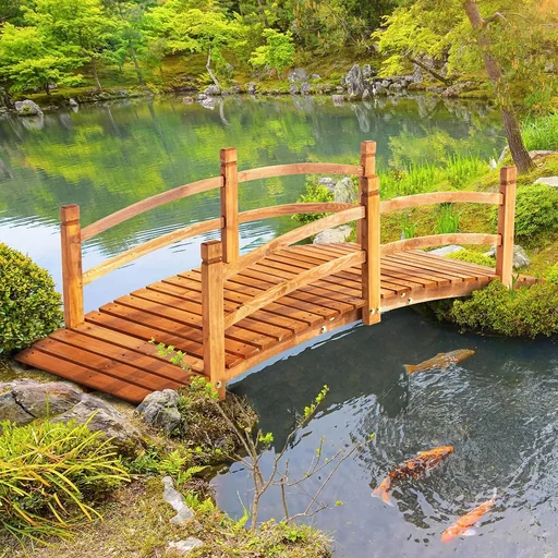 "Wooden garden bridge 185 cm x 72 cm x 58 cm image"