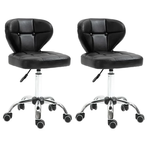 "Set of 2 work stools with backrest 72-87 cm height adjustable office dark grey 45 x 47 x 72-87 cm image"