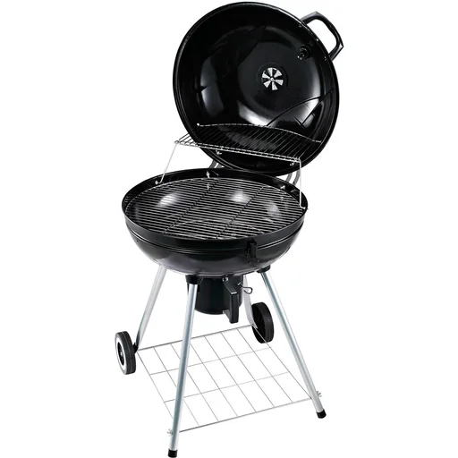 "Grill cart charcoal grill standing grill ball grill BBQ round with ash catcher metal black Ø57 x 94 cm image"