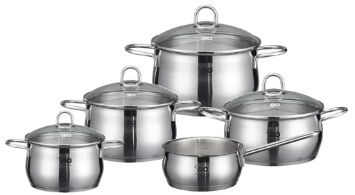 "Platinum 9-piece stainless steel cookware set image"