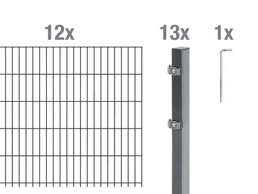 "Double rod mesh fence complete set, anthracite, height 120 cm, length 24 m image"