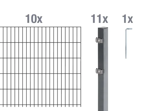 "Double rod mesh fence complete set, anthracite, height 80 cm, length 20 m image"