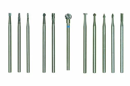 "Fine milling cutter set (tungsten-vanadium steel), 5 pieces (wheel, ball, cone, cylinder, ellipse) image"
