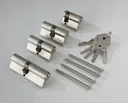 Lock cylinder set 4-piece with 5 keys without side security recess