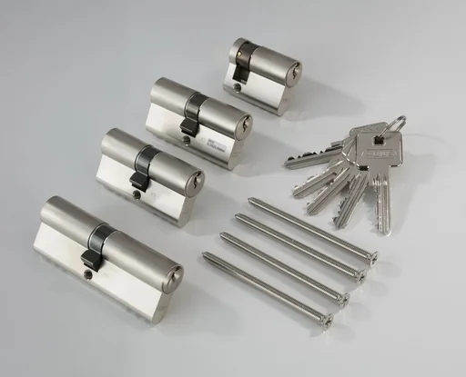 "Lock cylinder set 4-piece with 5 keys without side security recess image"