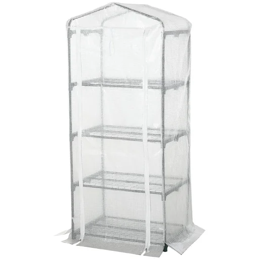 "Foil greenhouse, hothouse, tomato house, plant house, cold frame, 4 shelves, white, 70 x 50 x 160 cm image"