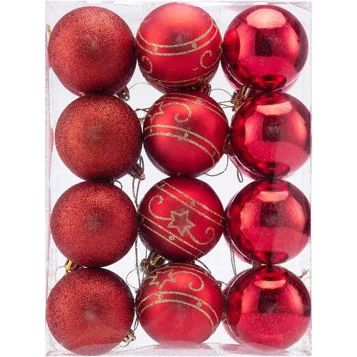"Christmas balls - Christmas tree lights - Set of 24 red image"