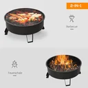 2-in-1 fire bowl with grill grate black
