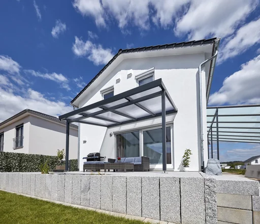 "Patio roof Premium, anthracite, 4102 x 3060 mm - Acrylic multi-wall sheets 16 mm, bronze image"