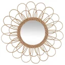 Mirror in a flower frame - 56 cm - Brown/Rattan