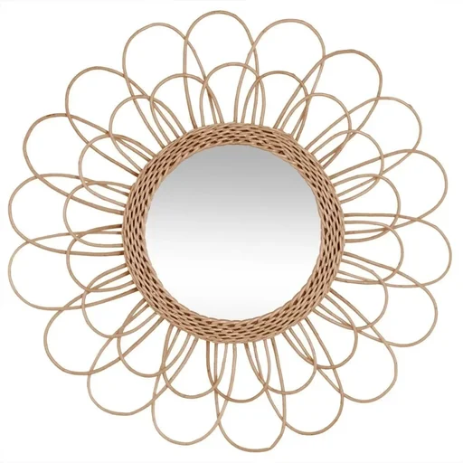 "Mirror in a flower frame - 56 cm - Brown/Rattan image"