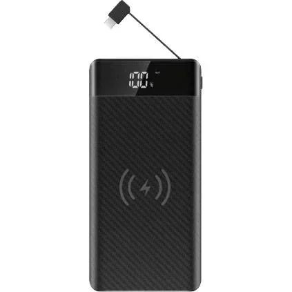 "VT-3508 Power Bank with QI Wireless Charging Function - 20,000 mAh - Includes Micro USB Cable - Black image"