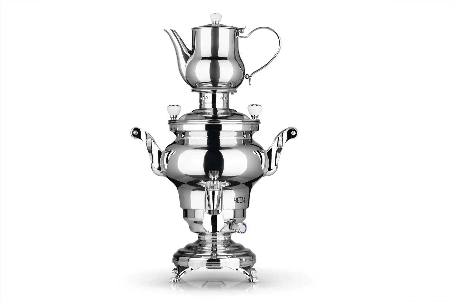 "Samovar, russian tea urn - Odessa III - 3L, with dispenser, stainless steel image"