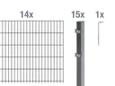 Double rod mesh fence complete set, anthracite, height 140 cm, length 28 m